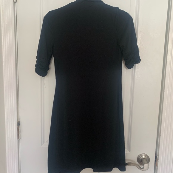 Black & Grey Striped Dress w/ Built in Cardigan - Picture 3 of 3